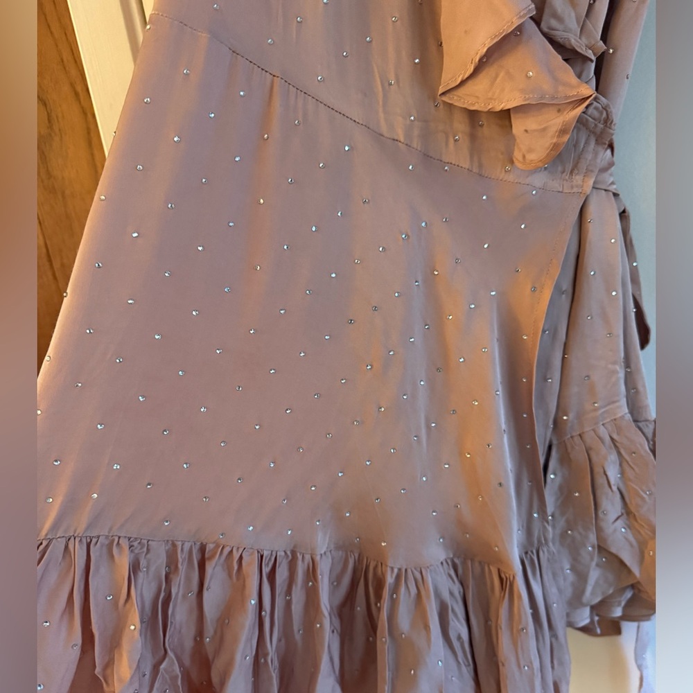Selkie The Wrap Dress Pink in Sparkle Latte - Picture 8 of 10